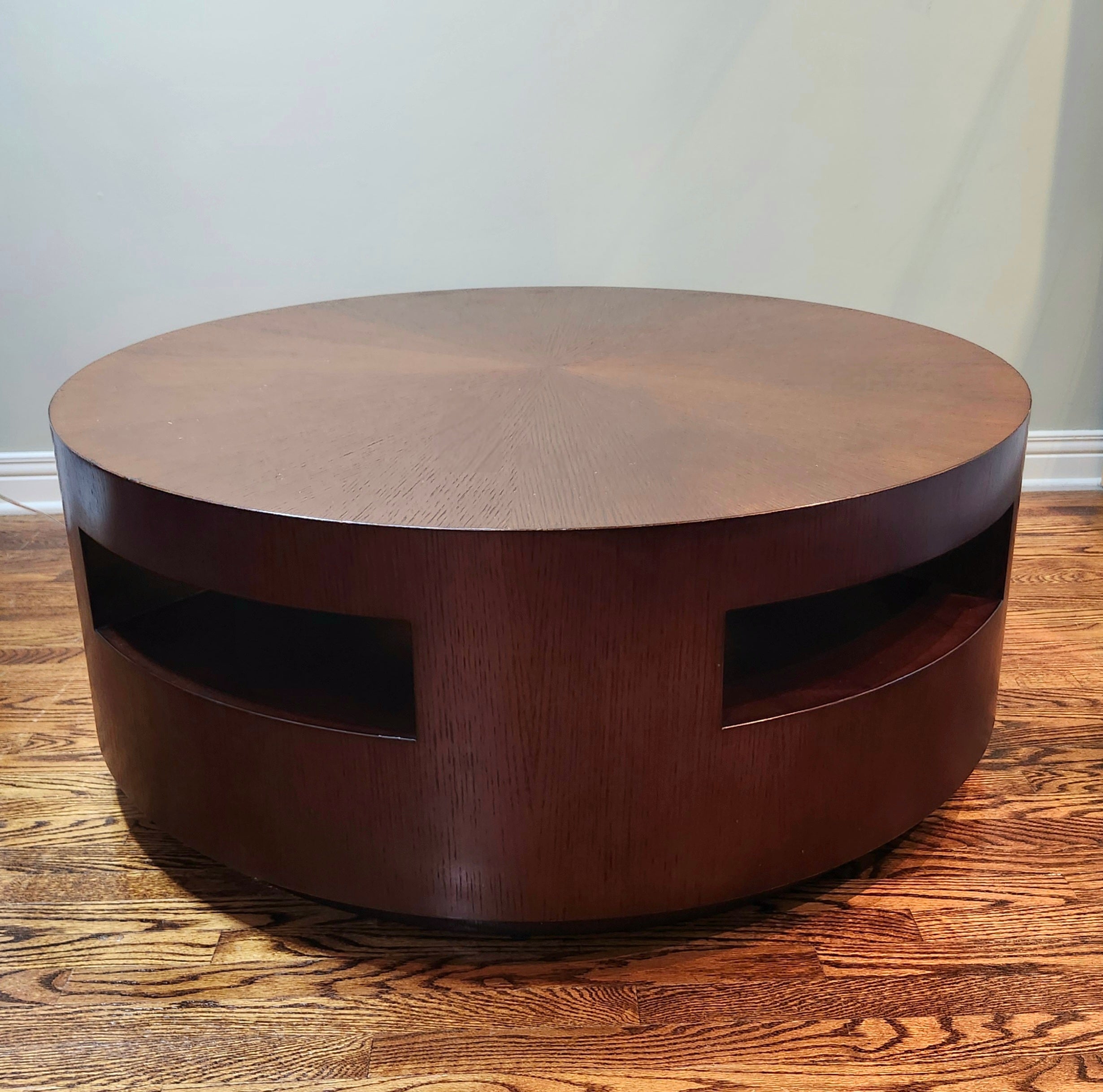 Art deco round wood coffee table