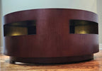 Art deco round wood coffee table
