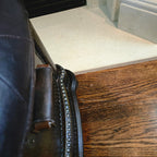 Vintage Tufted Dark Brown Leather Storage Ottoman / Trunk