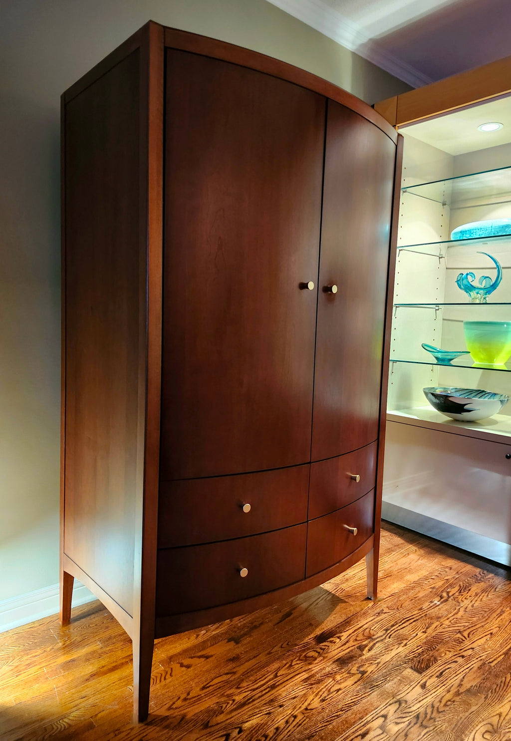 Mid-century modern bow front armoire