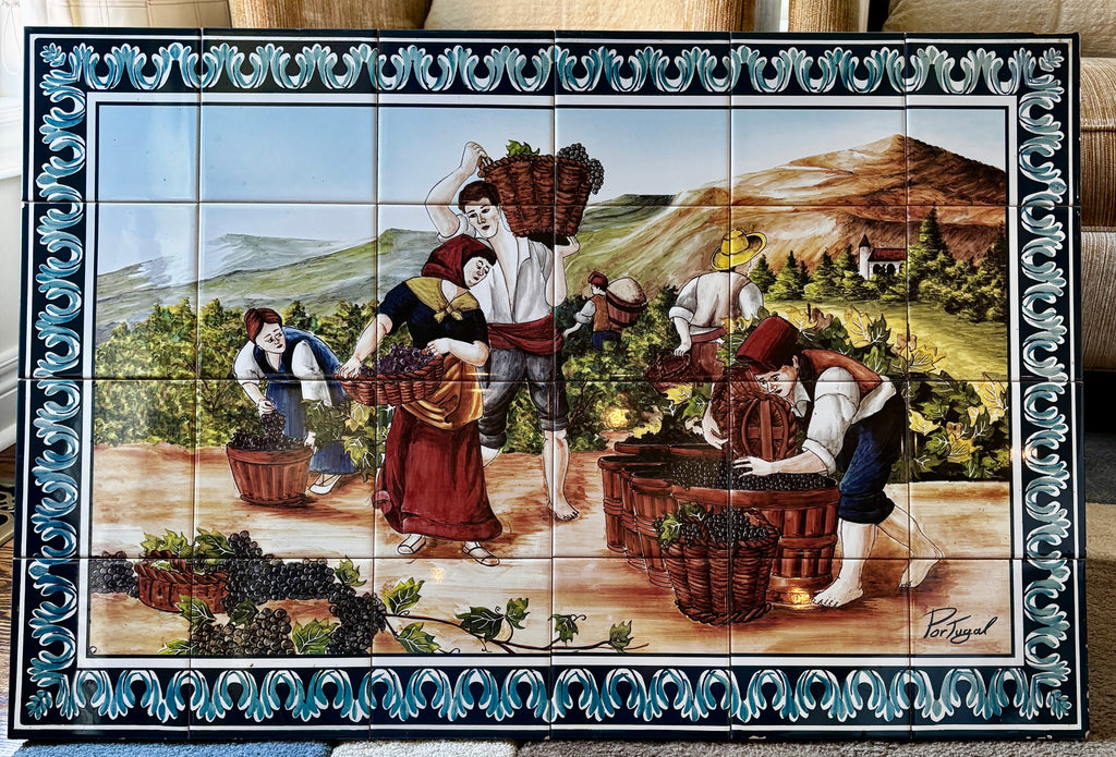 Vintage Hand-Painted Ceramic Tile Mural Art Titled Portugal