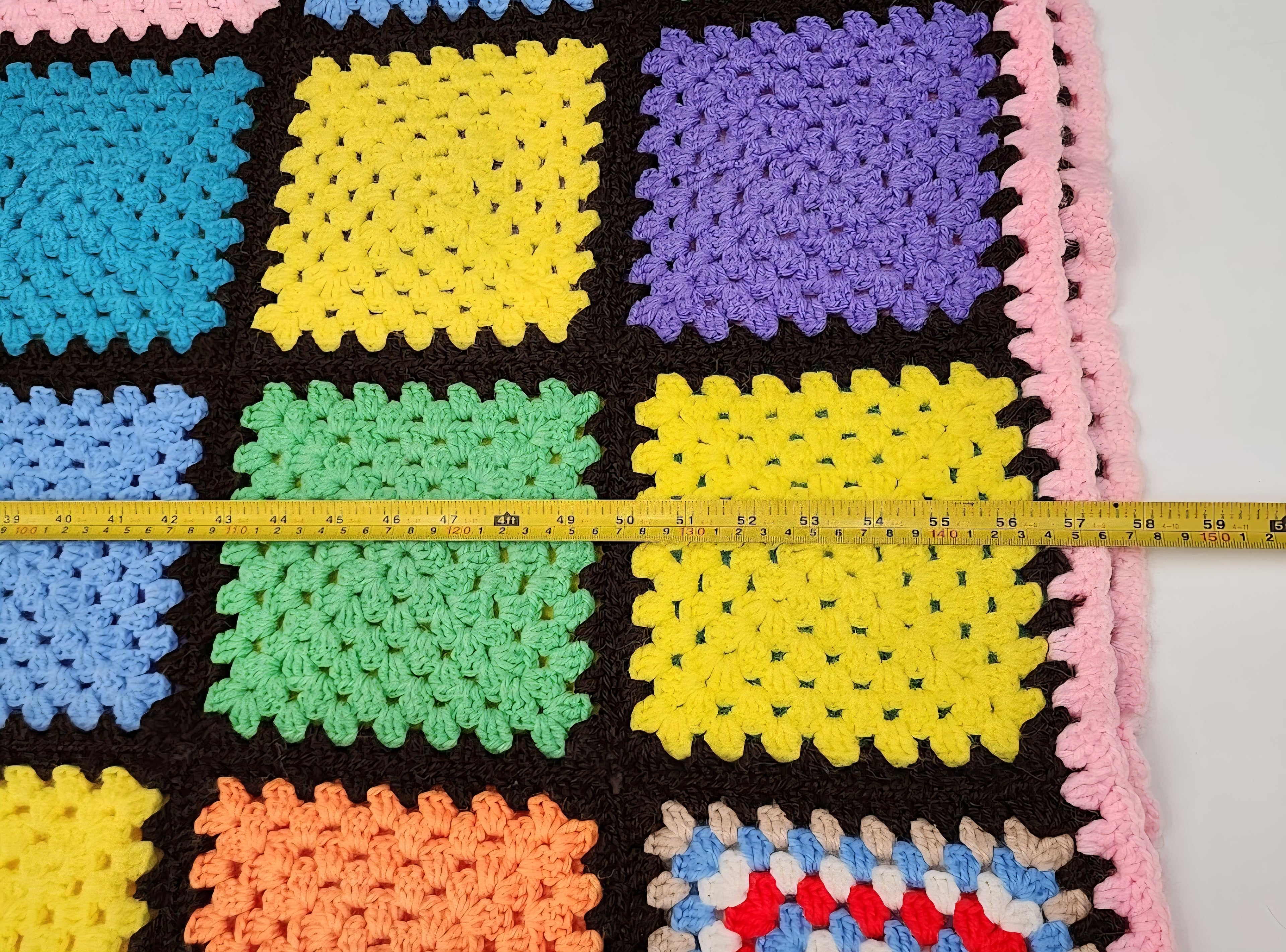 Mid-century modern hand knitted afghan blanket