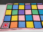Mid-century modern hand knitted afghan blanket