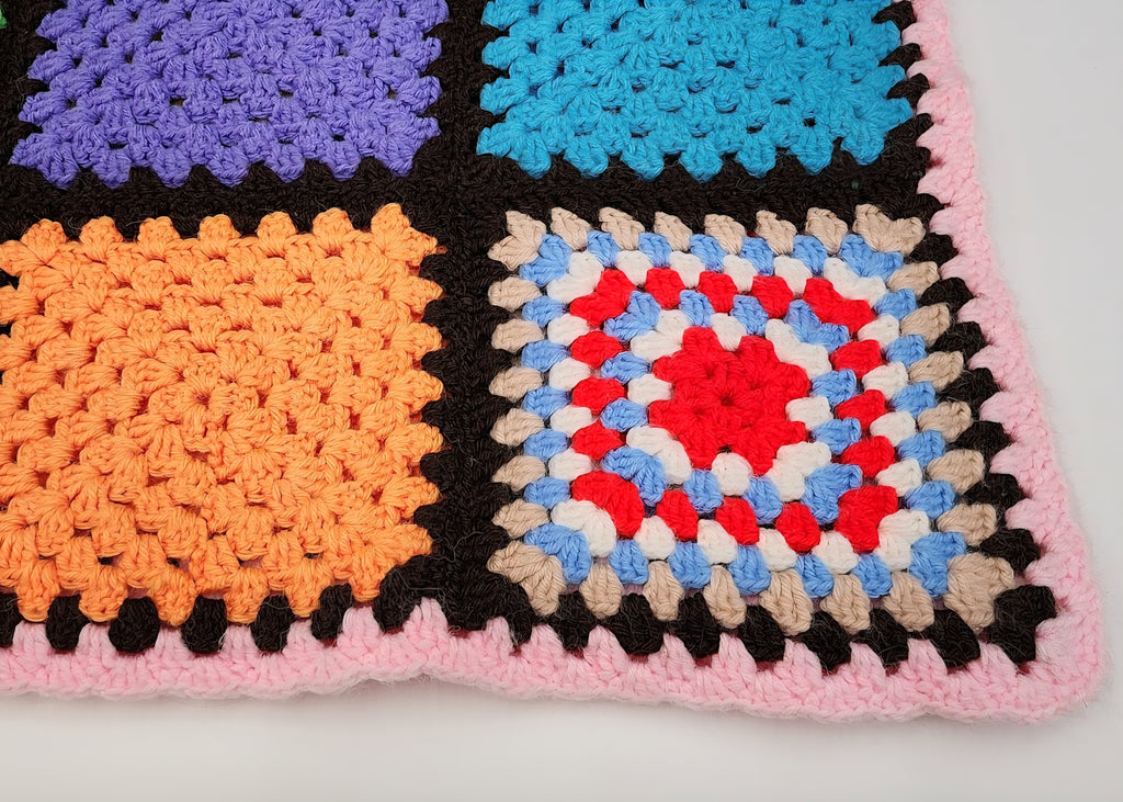 Mid-century modern hand knitted afghan blanket