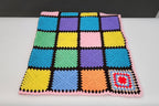 Mid-century modern hand knitted afghan blanket