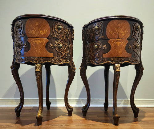 Antique Louis XIV French Provincial drum nightstands