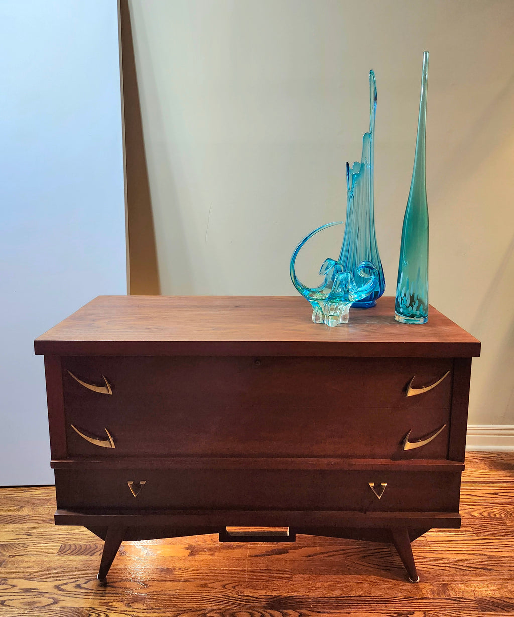 Mid-century modern atomic era cedar hope chest