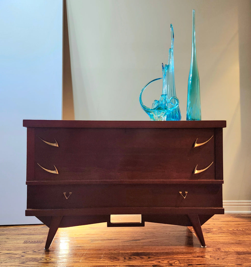 Mid-century modern atomic era cedar hope chest