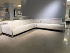 Warley beige leather reclining sectional sofa (open box)