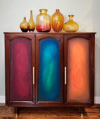 Mid-century modern unique Bauhaus movement inspired walnut cabinet