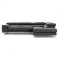 Waller dark grey leather sectional sofa (open box)
