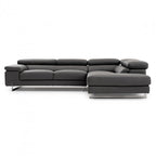 Waller dark grey leather sectional sofa (open box)