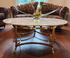 Magnificent rare La Barge solid brass & real marble coffee table