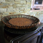 Woven Rattan & Wood Serving Tray/Lazy Susan