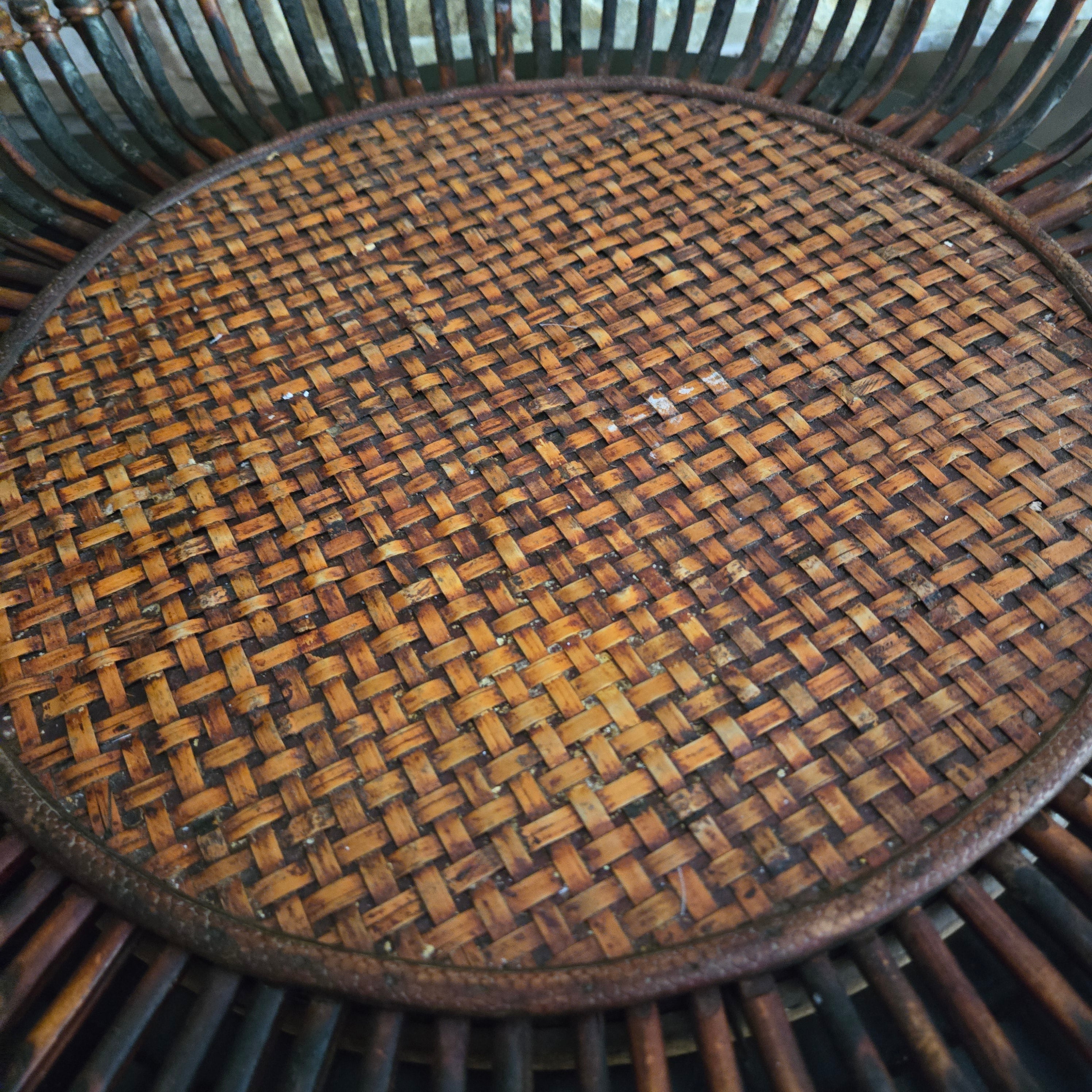 Woven Rattan & Wood Serving Tray/Lazy Susan