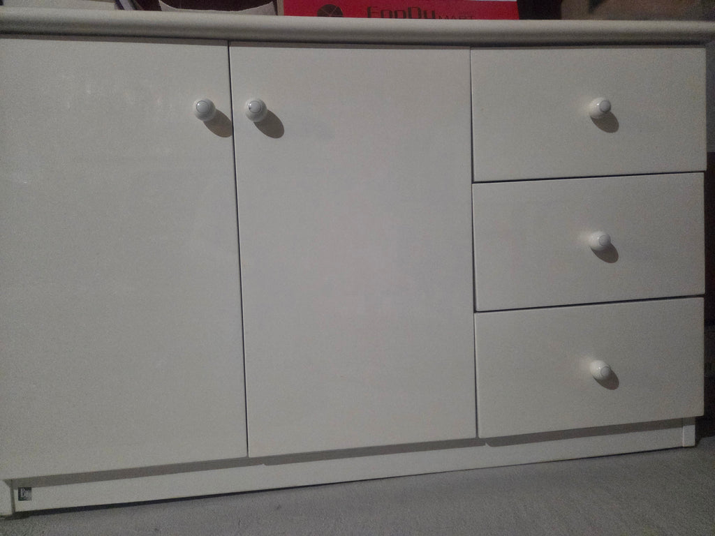 Vintage 80s Postmodern White Modular Credenza Set (2 Pieces)