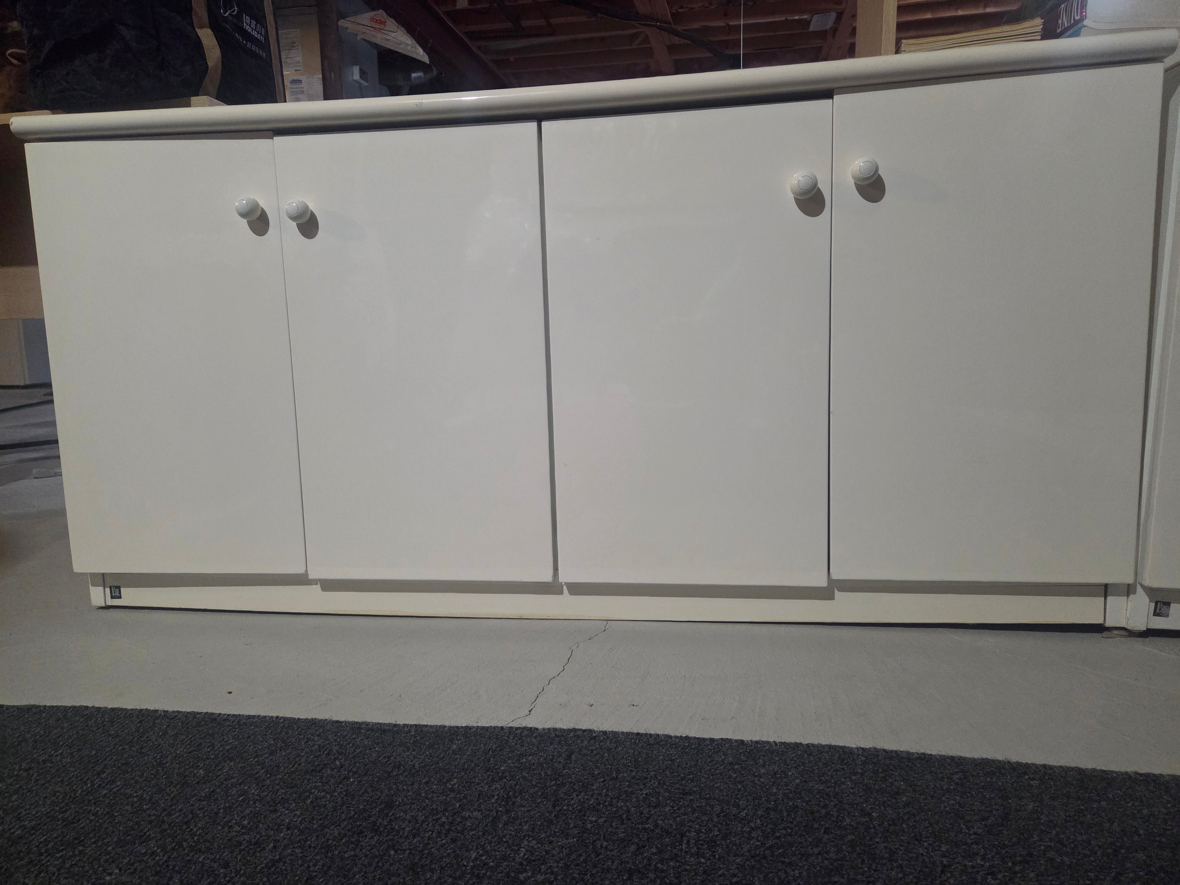 Vintage 80s Postmodern White Modular Credenza Set (2 Pieces)