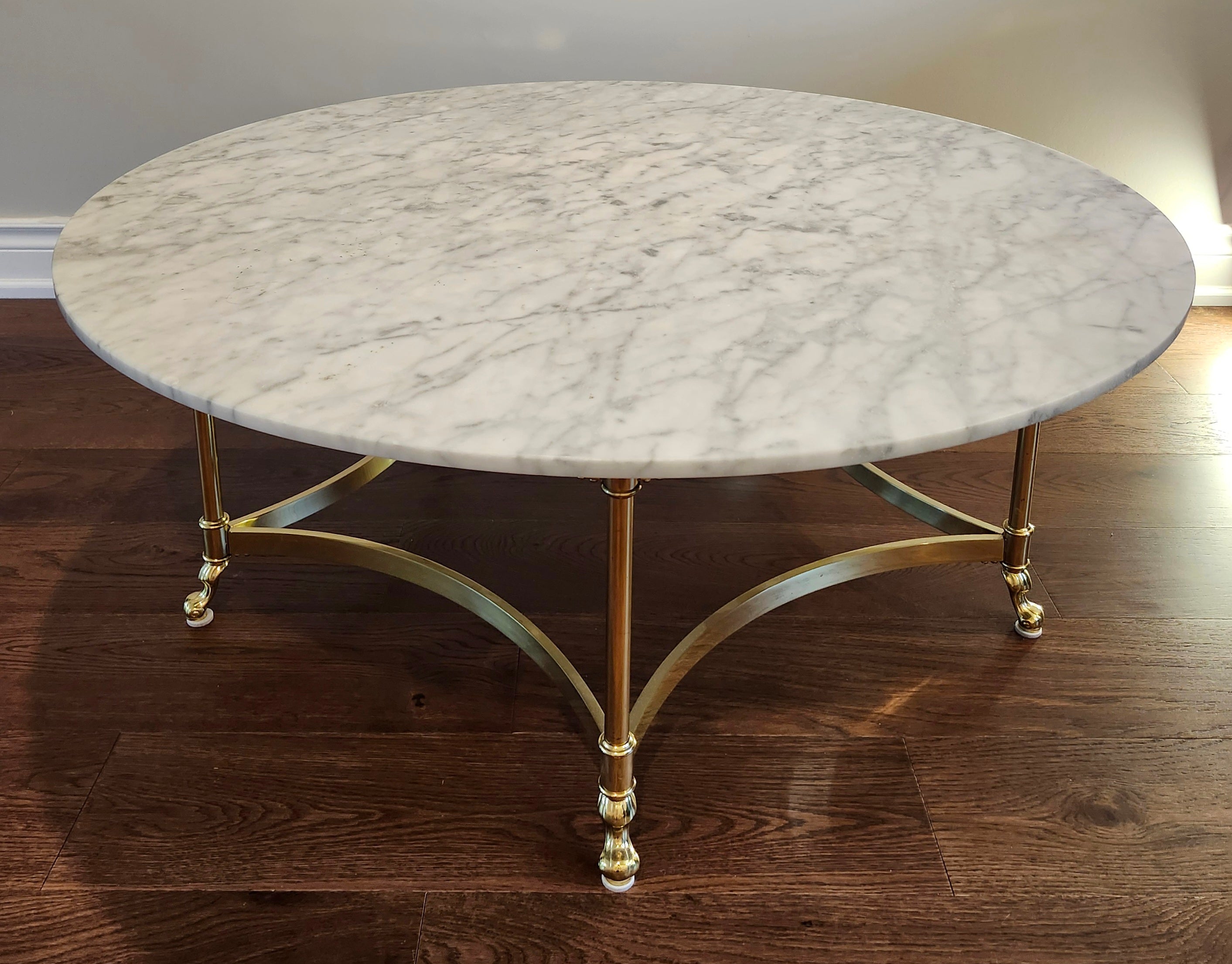 Magnificent rare Labarge solid brass & real marble coffee table