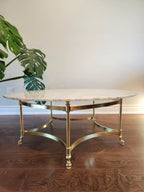 Magnificent rare Labarge solid brass & real marble coffee table