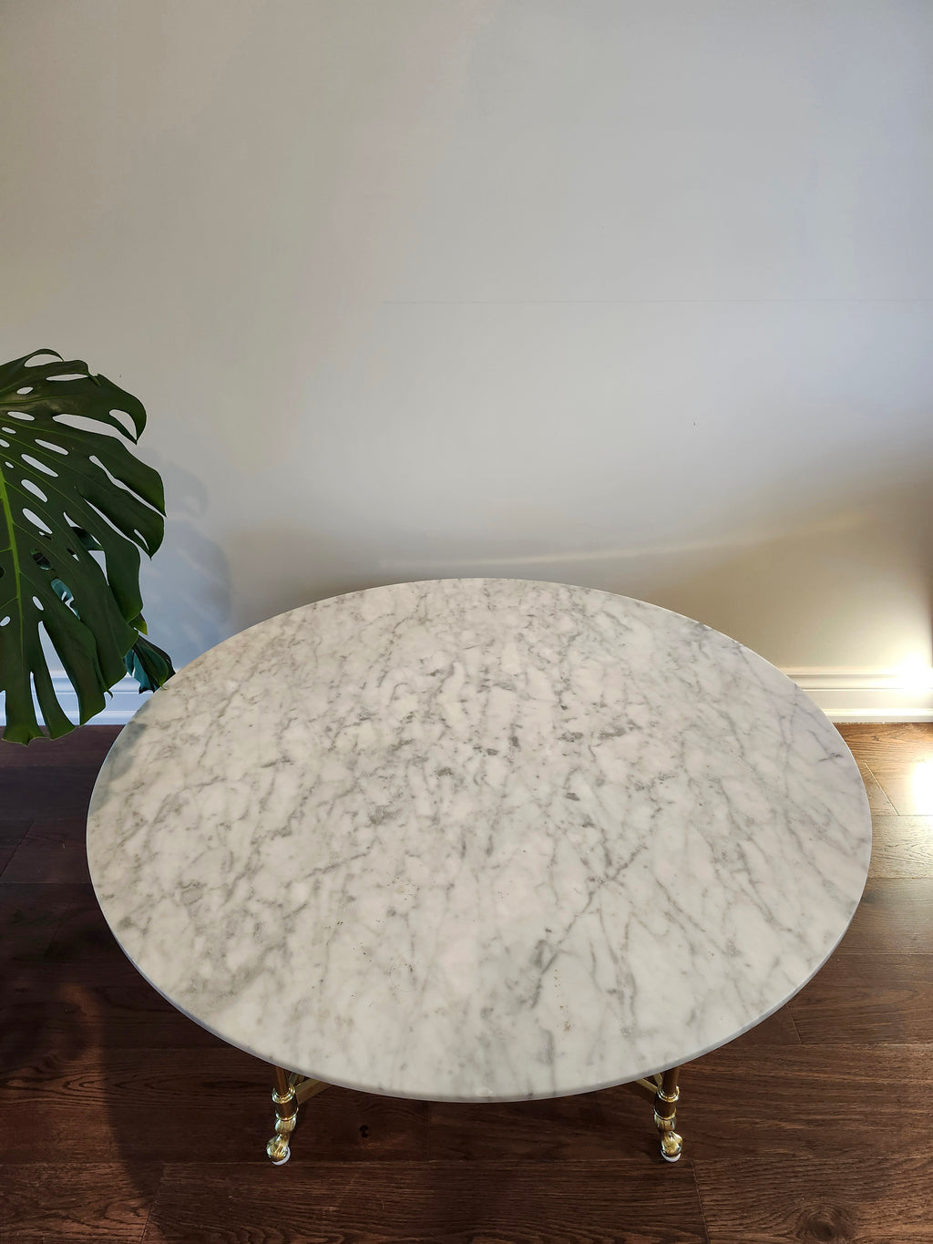 Magnificent rare Labarge solid brass & real marble coffee table