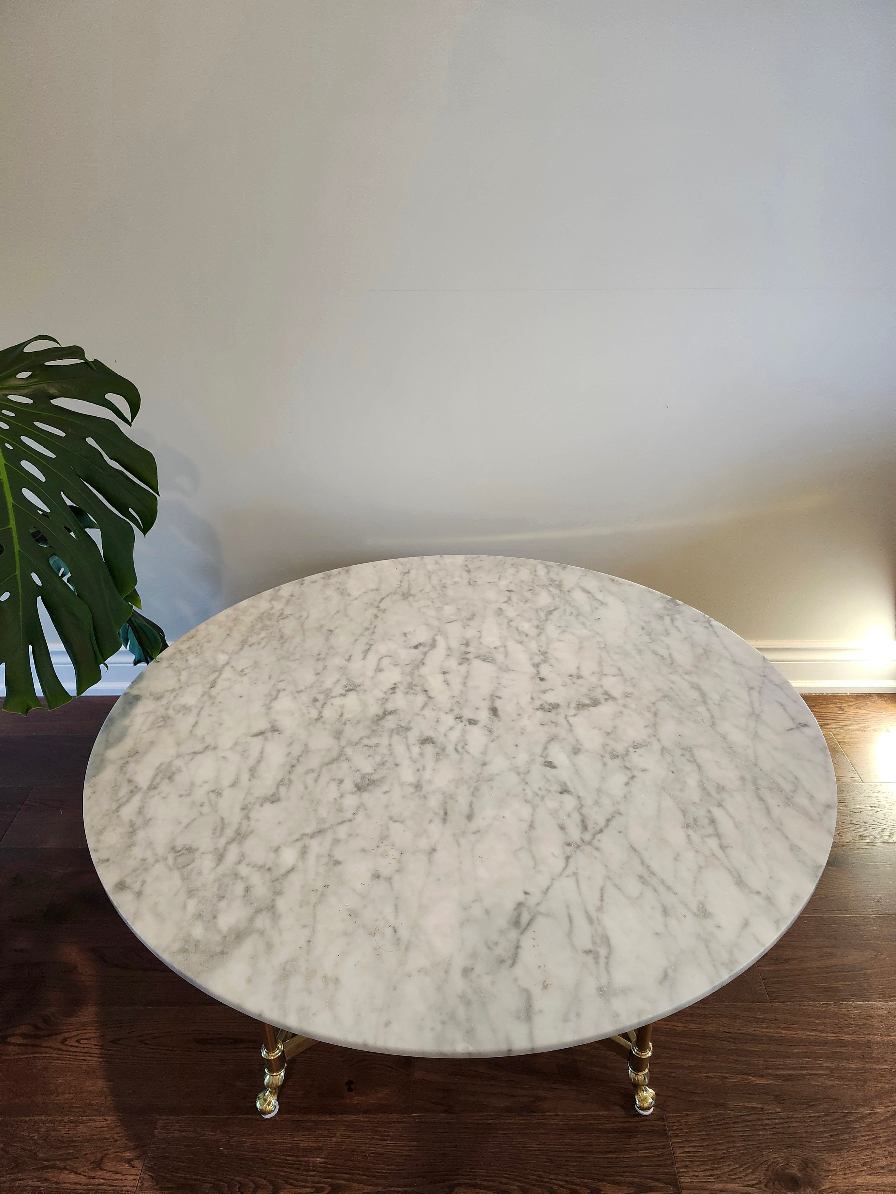 Magnificent rare Labarge solid brass & real marble coffee table