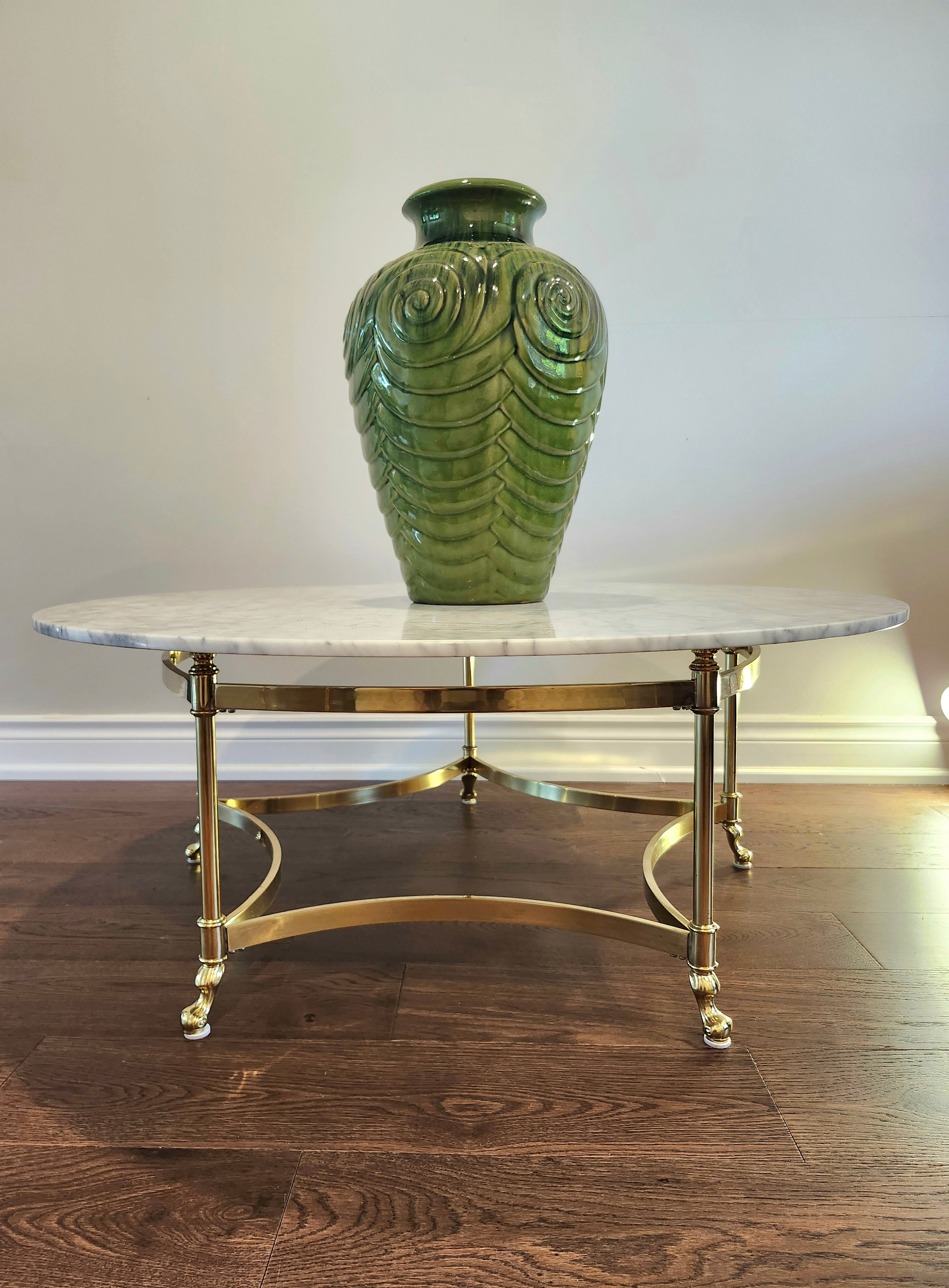 Magnificent rare Labarge solid brass & real marble coffee table