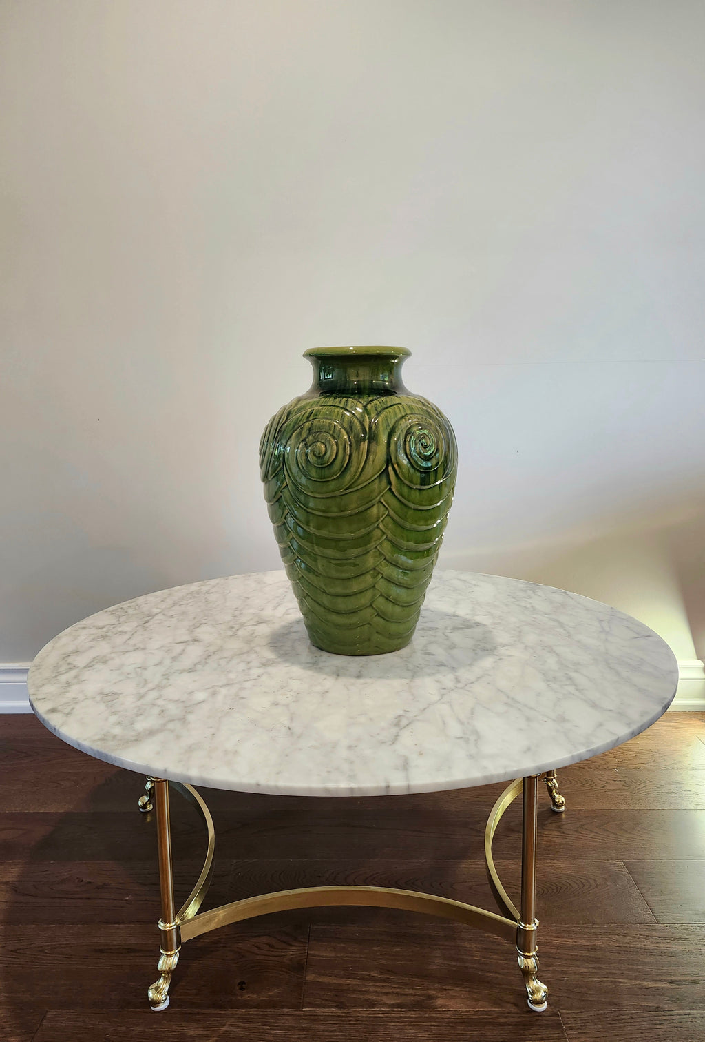 Magnificent rare Labarge solid brass & real marble coffee table