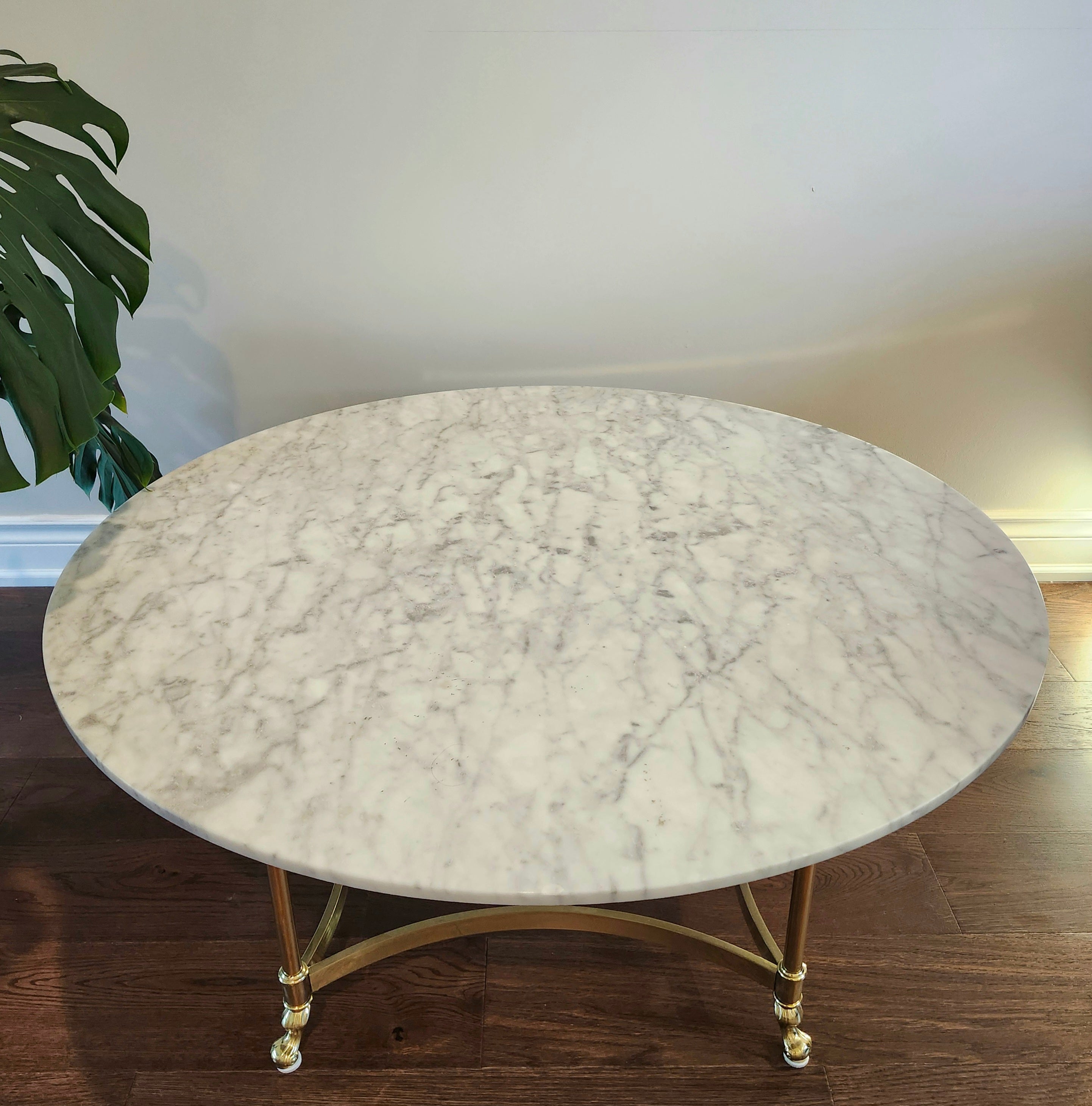 Magnificent rare Labarge solid brass & real marble coffee table