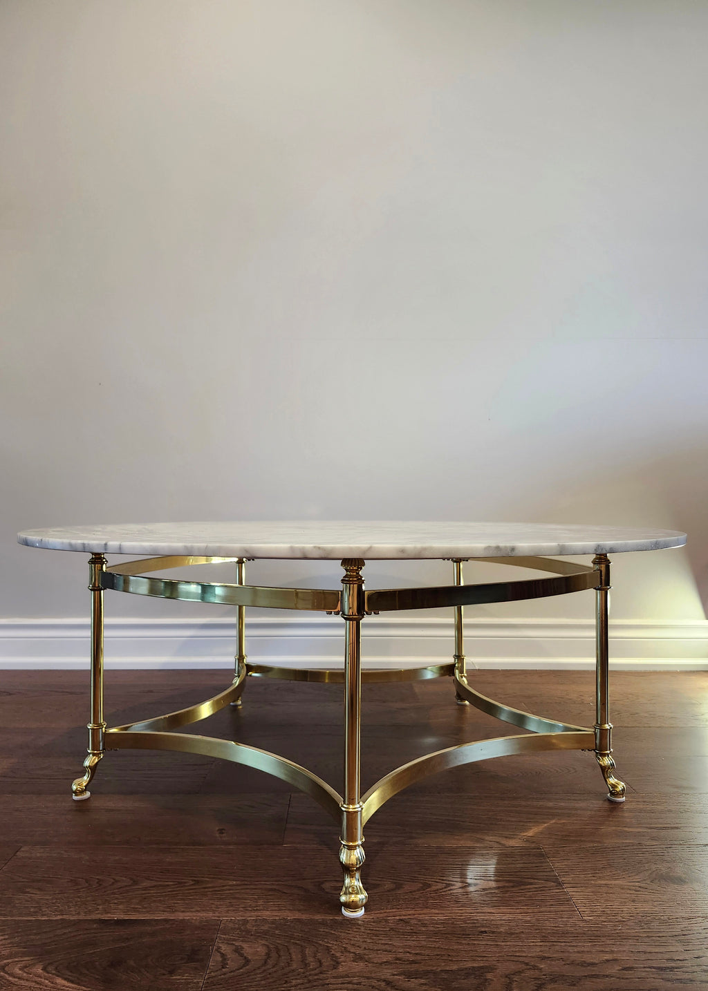 Magnificent rare Labarge solid brass & real marble coffee table