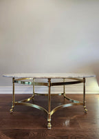 Magnificent rare Labarge solid brass & real marble coffee table