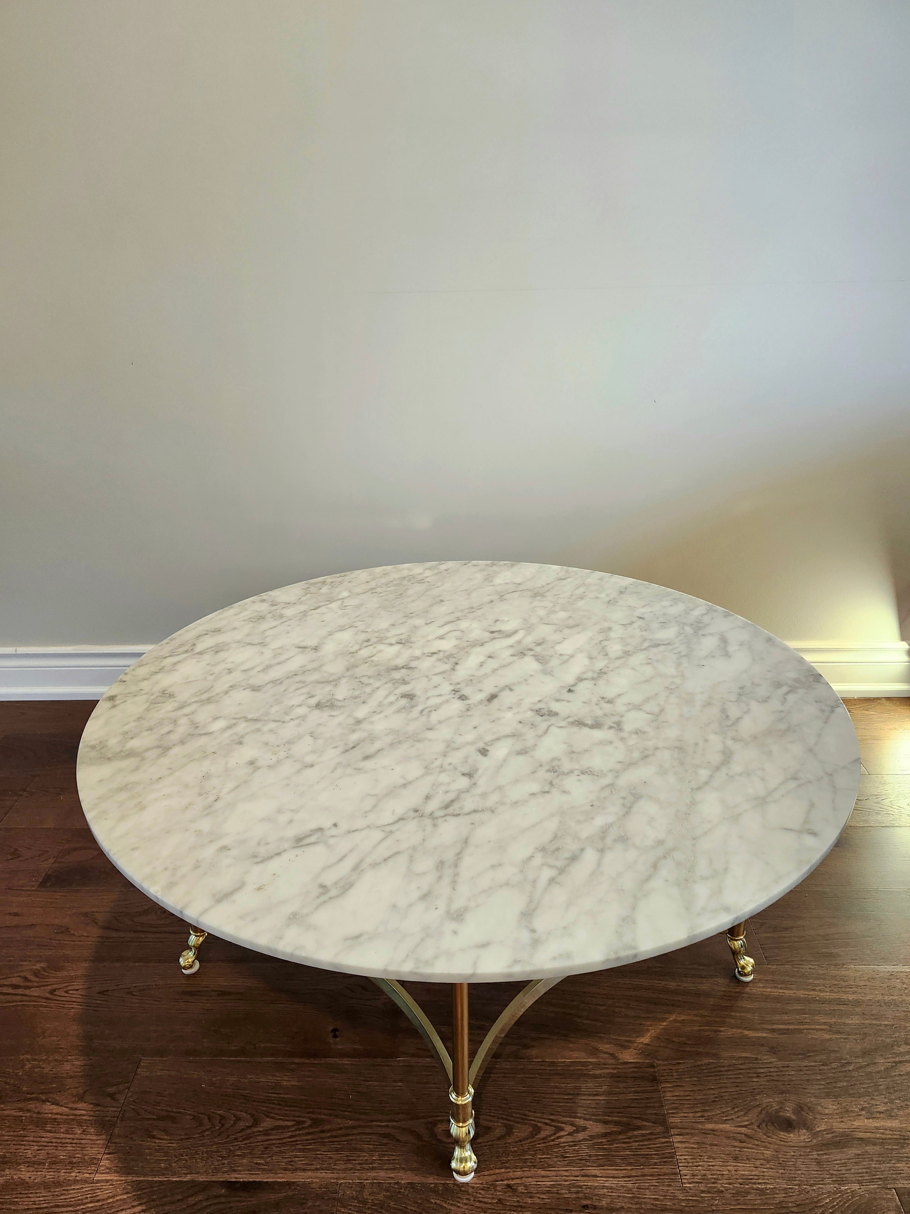 Magnificent rare Labarge solid brass & real marble coffee table