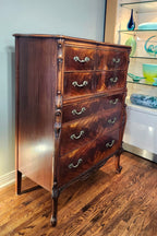 Romweber Louis XV flame mahogany tallboy dresser
