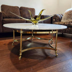 Magnificent rare La Barge solid brass & real marble coffee table
