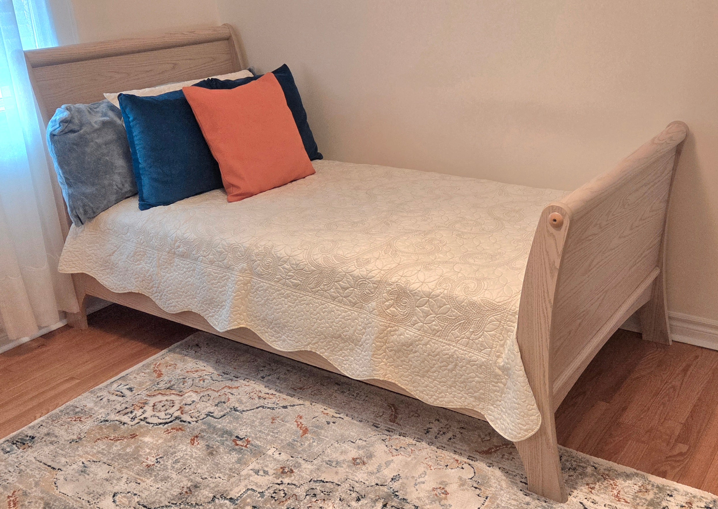 Twin bed with the mattress