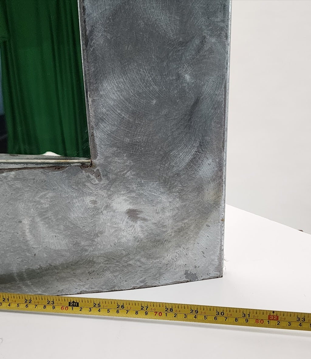 Brutalist mid-century modern industrial brushed steel mirror