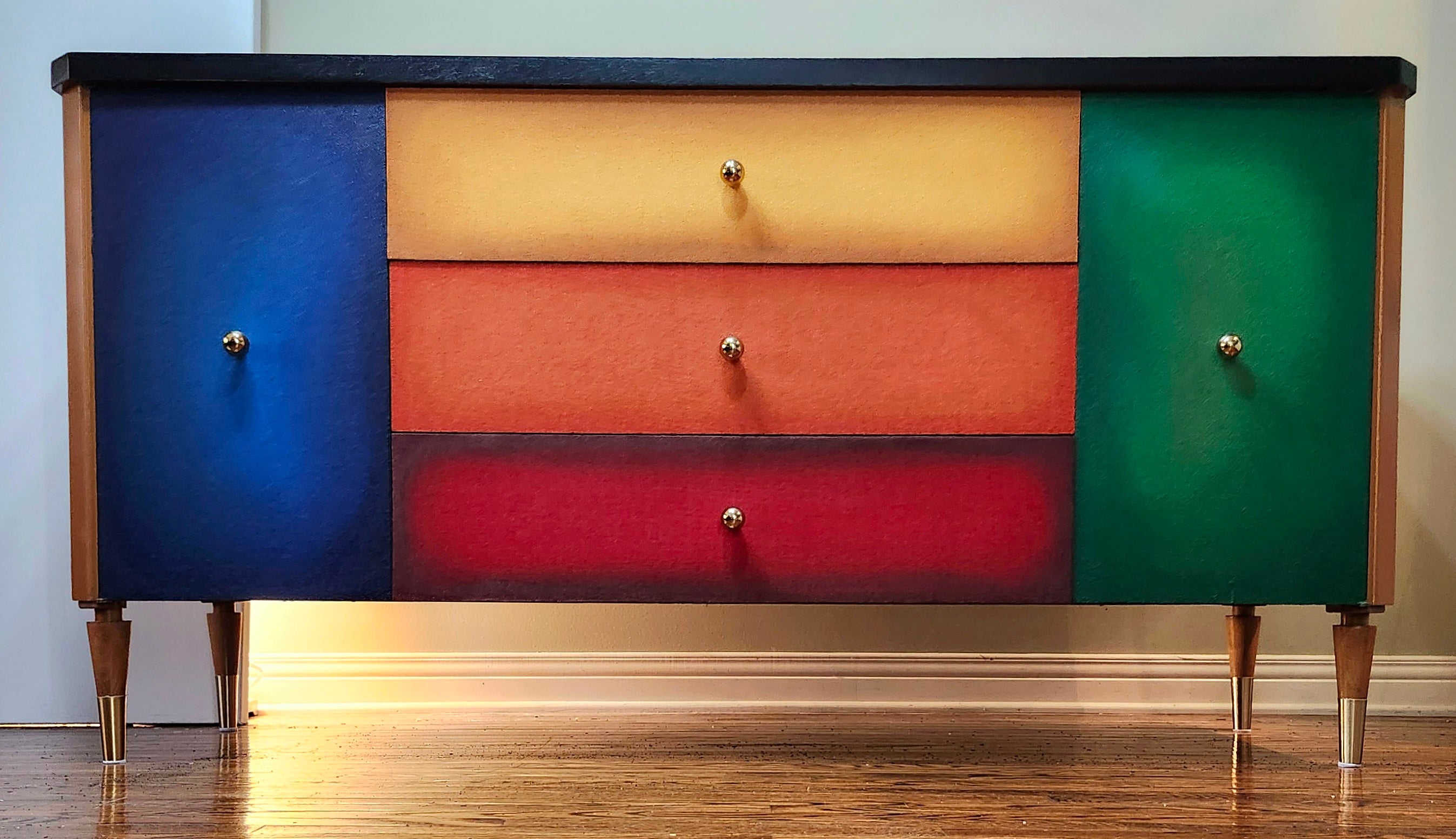 Mid-century modern unique Cubism inspired dresser