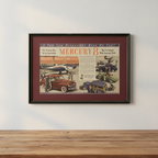 Vintage Woman & Convertible Car Advertisement — Framed & Matted