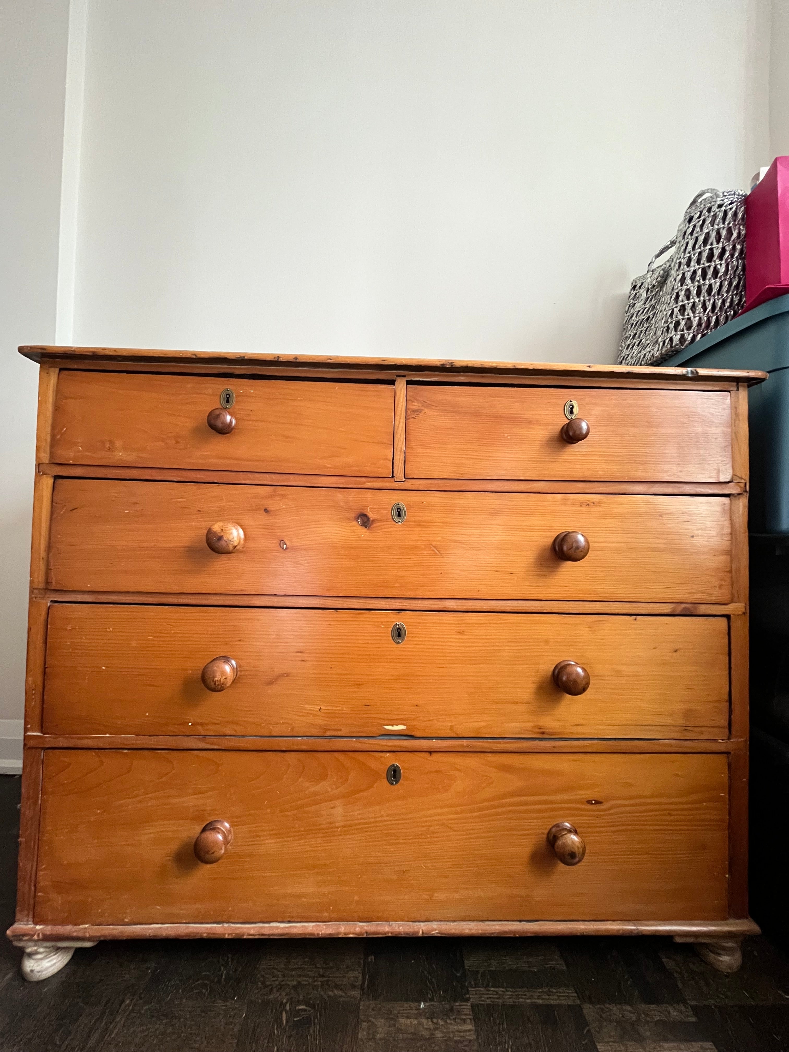 Vintage pine dresser and mirror