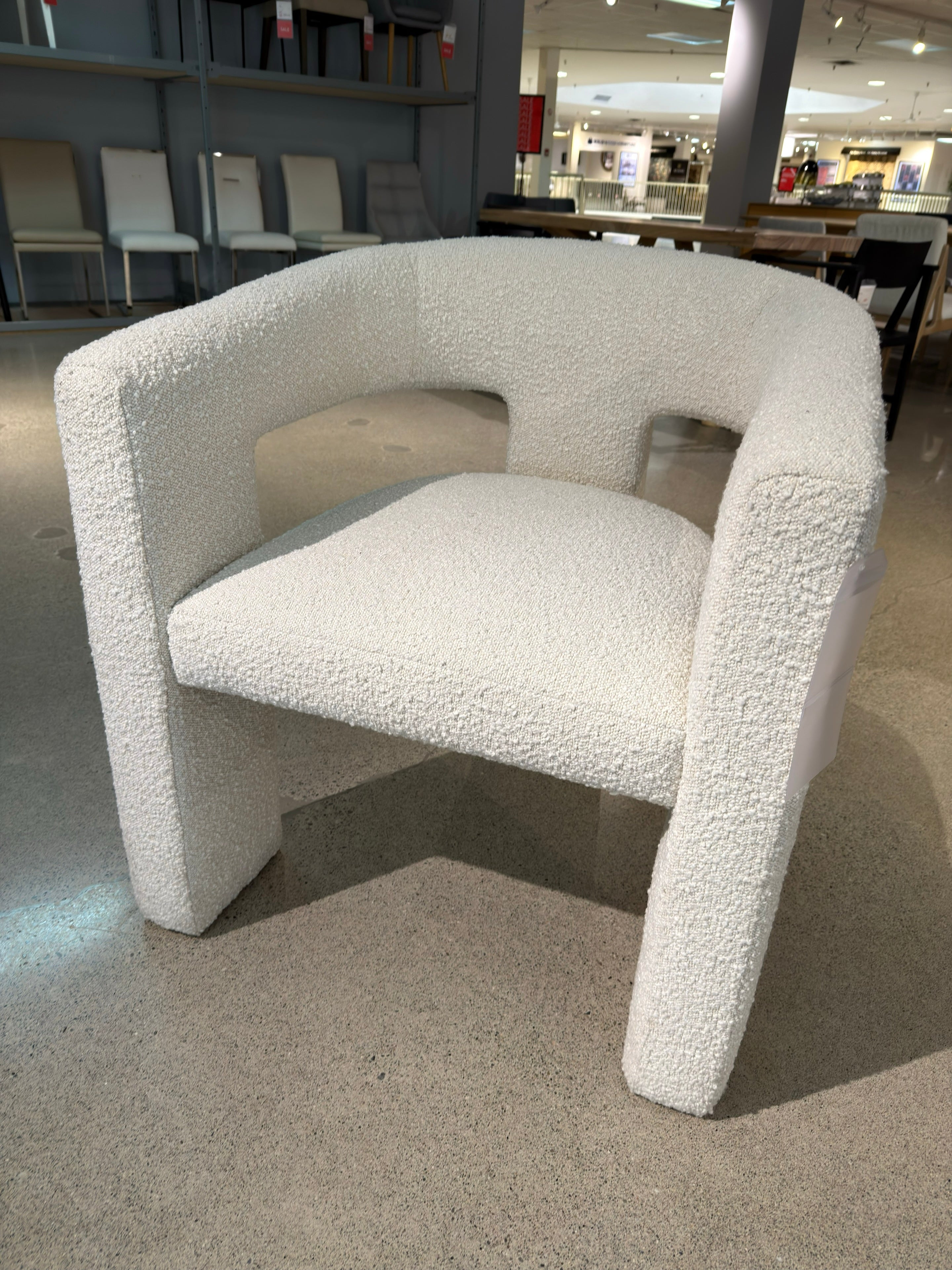 Stella white fabric accent chair (open box)