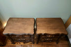 Ornate carved mahogany French Provincial nightstands (X2)