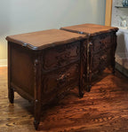 Ornate carved mahogany French Provincial nightstands (X2)
