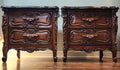 Ornate carved mahogany French Provincial nightstands (X2)