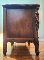 Pair of Ornate Carved Mahogany French Provincial Nightstands