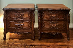 Ornate carved mahogany French Provincial nightstands (X2)