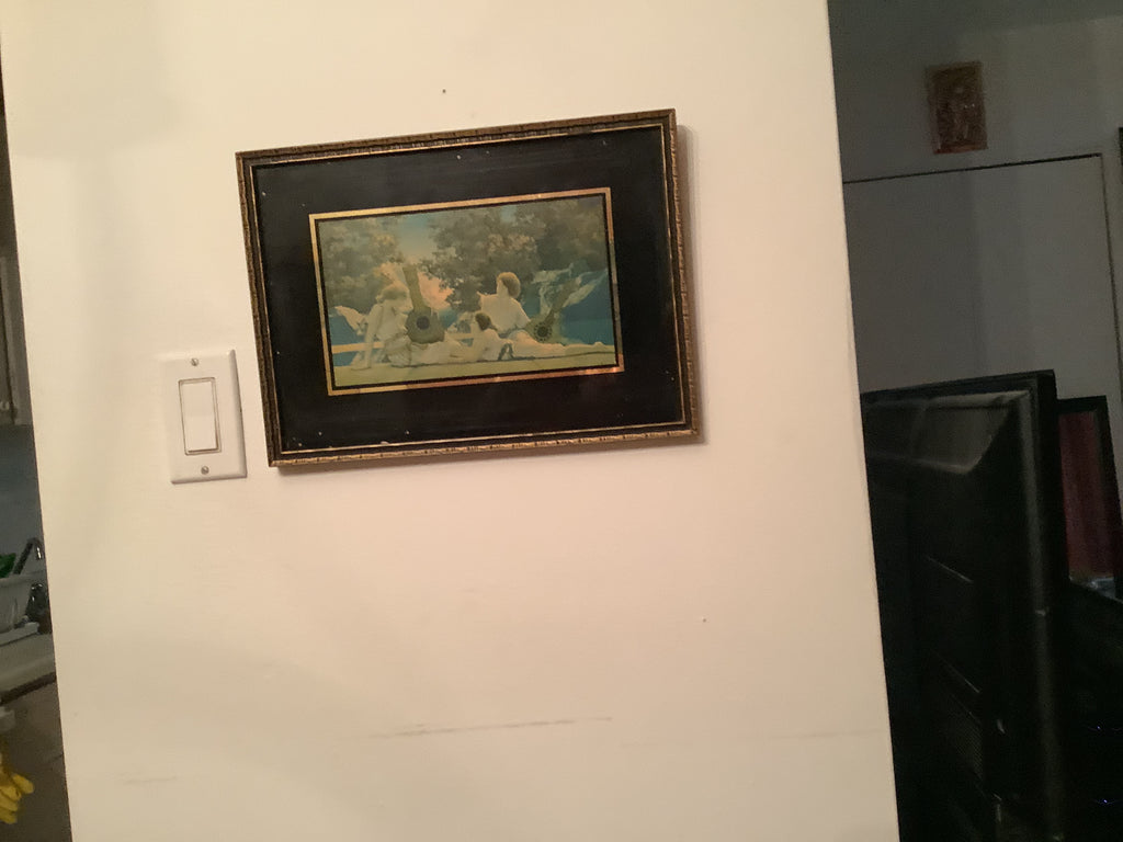 Spectacular original maxfield Parrish print-the lute players .year 1924 approximately