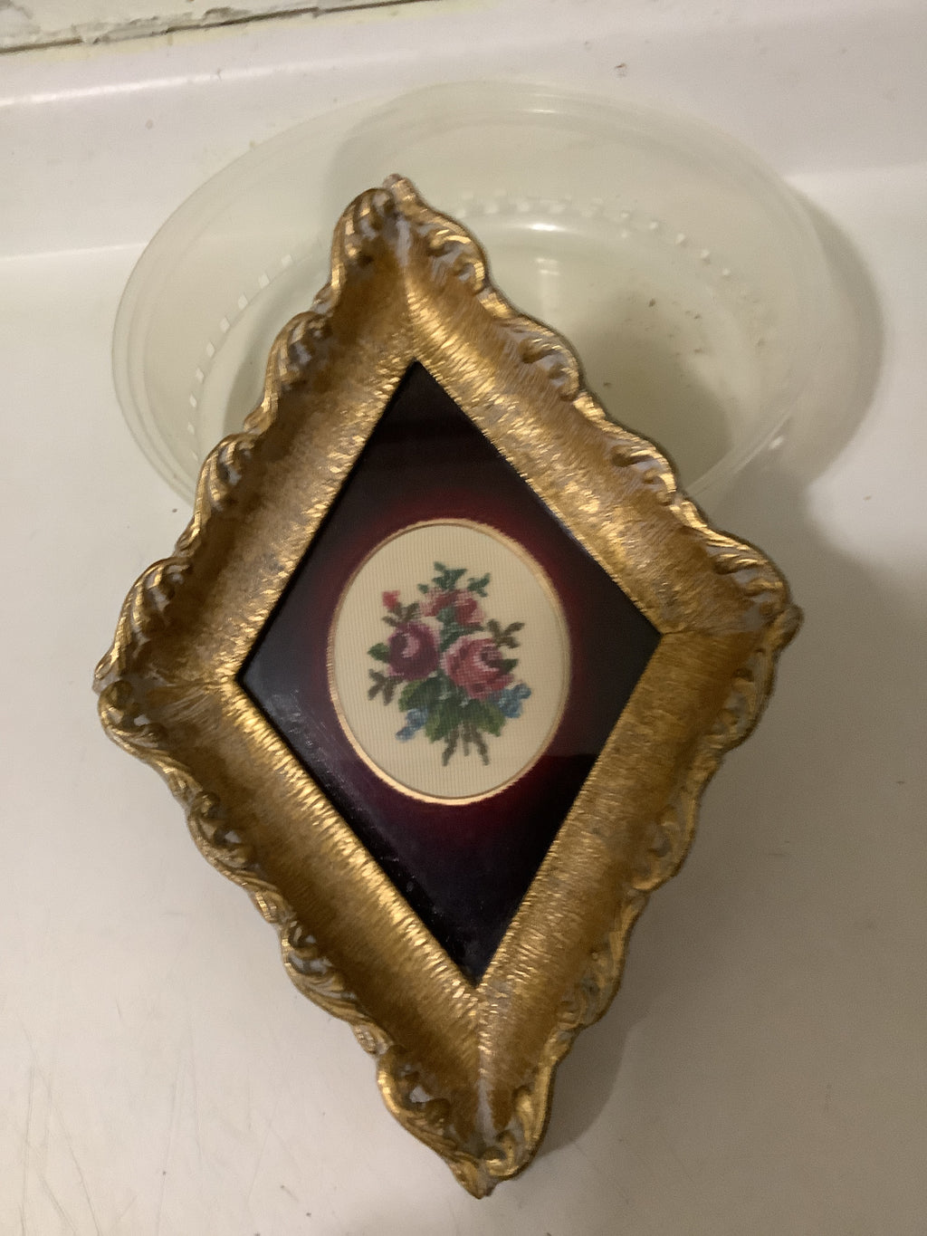 Vintage petite point framed picture