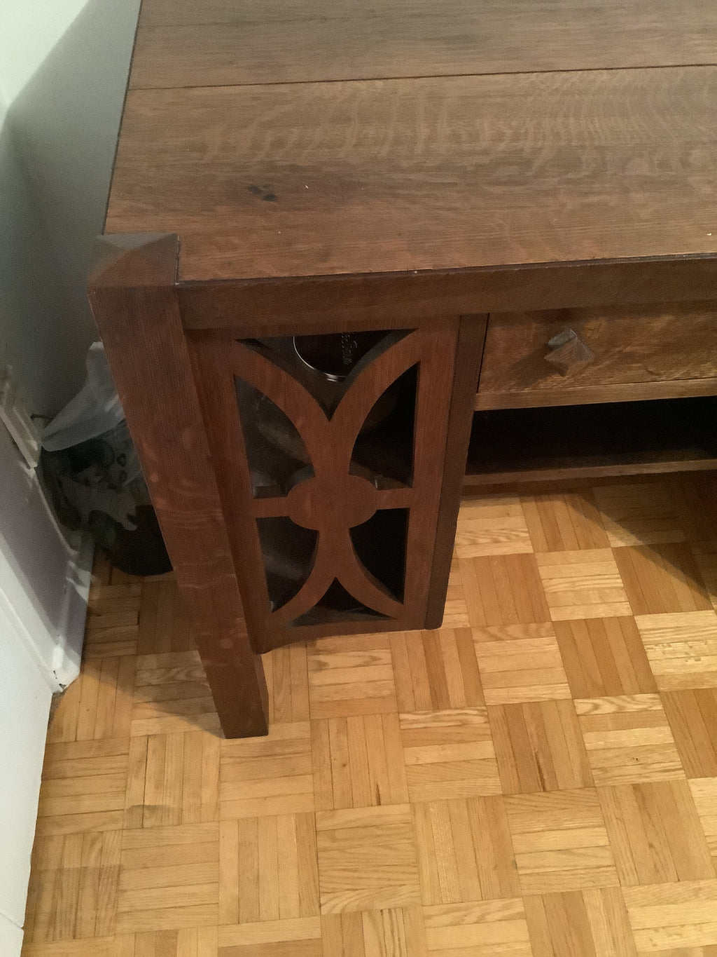 1900s antique mission arts and crafts solid tiger oak office or writing desk