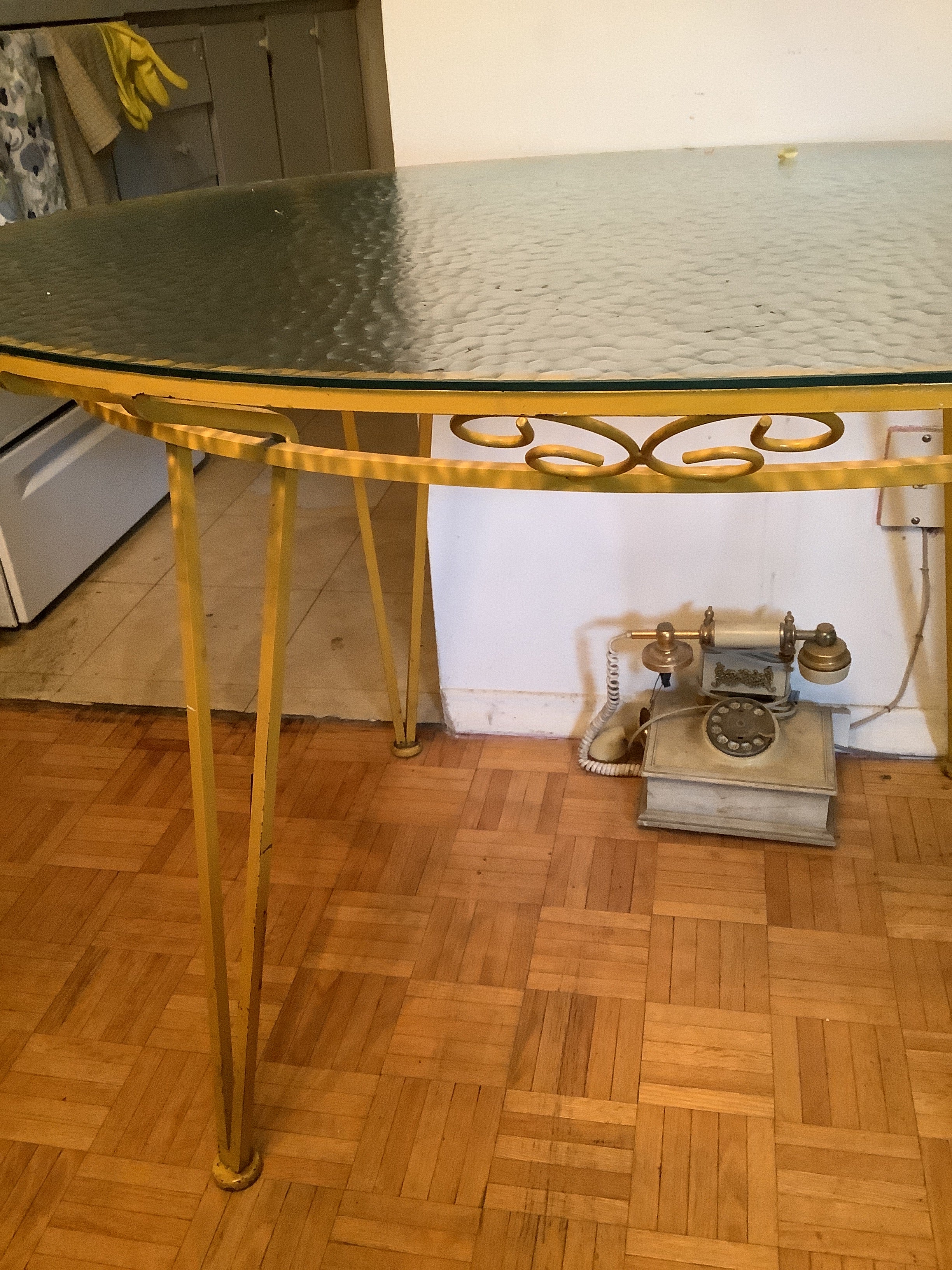 Vintage wrought iron oval kitchen or dining table