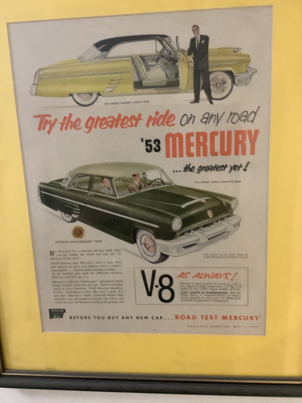 Classic framed car advertisements