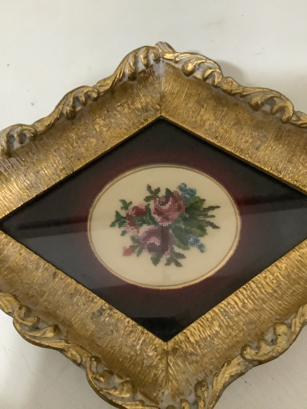 Vintage petite point framed picture
